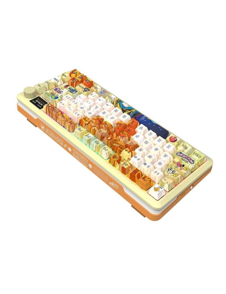 Bluetooth/безжична механична нископрофилна геймърска клавиатура Redragon Flekact Pro Art Anime K708GF, Pink Huano switches, RGB 