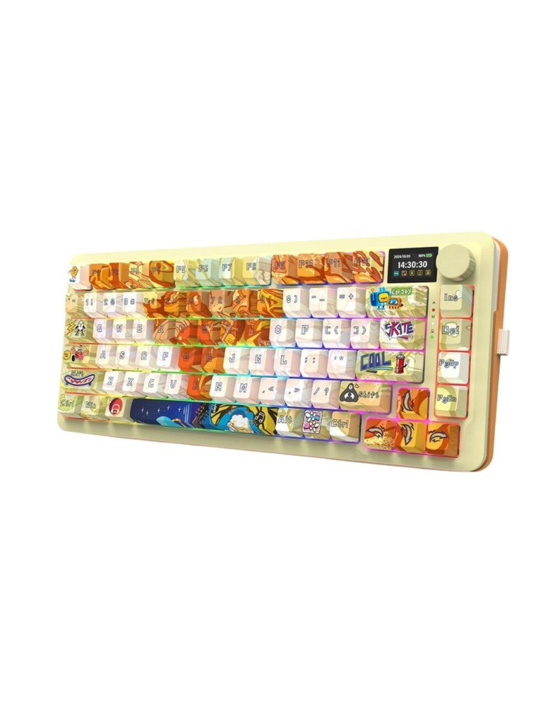 Bluetooth/безжична механична нископрофилна геймърска клавиатура Redragon Flekact Pro Art Anime K708GF, Pink Huano switches, RGB 