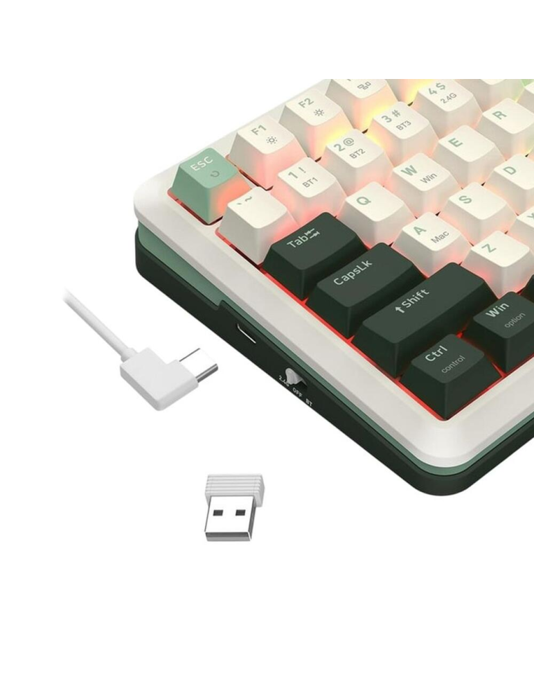 Bluetooth механична геймърска клавиатура Redragon Flekact Pro K708WLG-RGB-PRO, RGB осветление, Redragon Pink суичове, 4000mAh ба