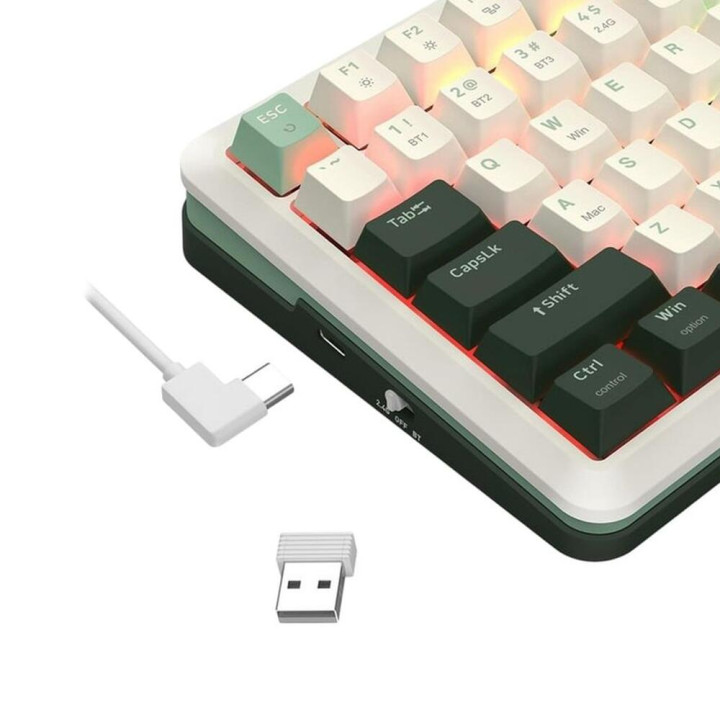 Bluetooth механична геймърска клавиатура Redragon Flekact Pro K708WLG-RGB-PRO, RGB осветление, Redragon Pink суичове, 4000mAh ба