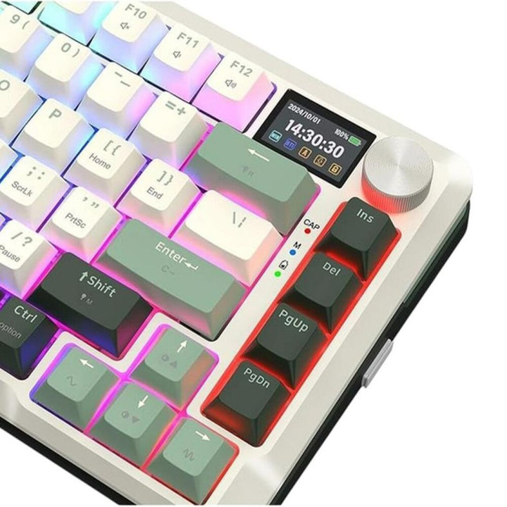 Bluetooth механична геймърска клавиатура Redragon Flekact Pro K708WLG-RGB-PRO, RGB осветление, Redragon Pink суичове, 4000mAh ба