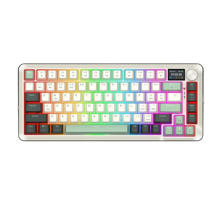 Bluetooth механична геймърска клавиатура Redragon Flekact Pro K708WLG-RGB-PRO, RGB осветление, Redragon Pink суичове, 4000mAh ба