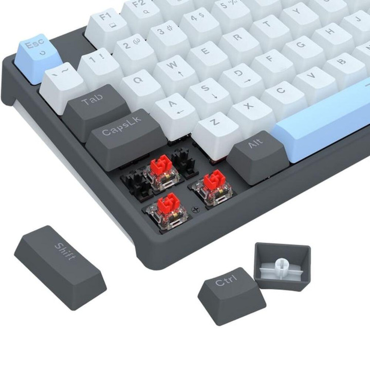 Механична геймърска клавиатура Redragon Caesura K718GB-R, Rainbow осветление, червени суичове - 7
