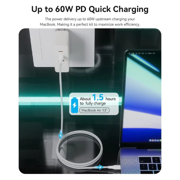 USB кабел Vention, Type-C to Type-C 1M 3A - TAXWF - 2