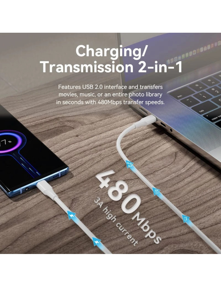 USB кабел Vention, Type-C to Type-C 1M 3A - TAXWF - 3