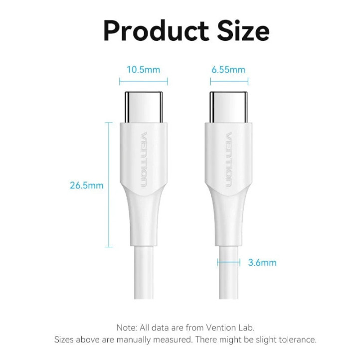 USB кабел Vention, Type-C to Type-C 1M 3A - TAXWF - 5