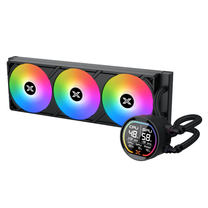 Водно охлаждане за процесор Xigmatek LK Pro 360 Digital, 360mm, 2.7" LCD дисплей, Меден блок, Addressable RGB - EN47404 - 2