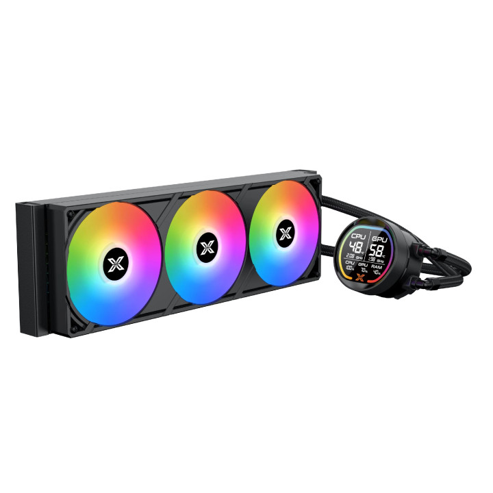 Водно охлаждане за процесор Xigmatek LK Pro 360 Digital, 360mm, 2.7" LCD дисплей, Меден блок, Addressable RGB - EN47404 - 3