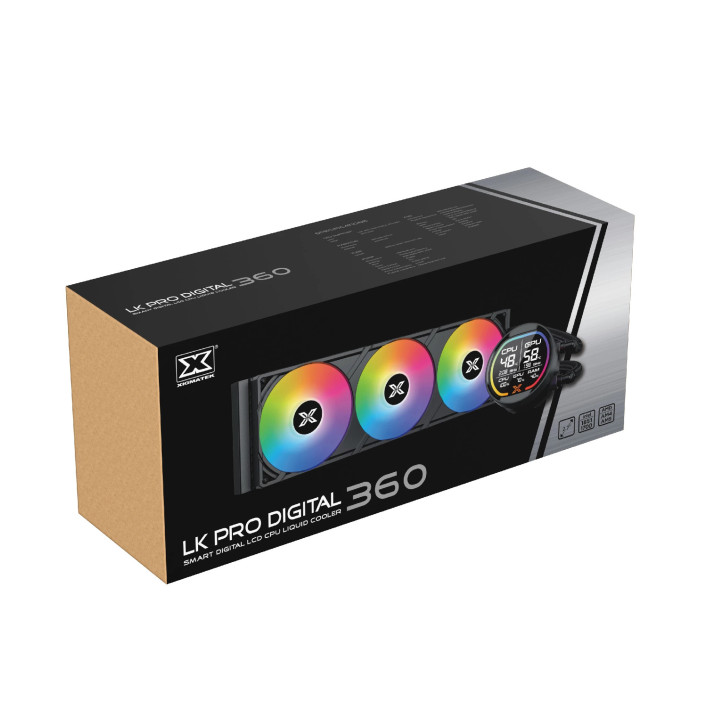 Водно охлаждане за процесор Xigmatek LK Pro 360 Digital, 360mm, 2.7" LCD дисплей, Меден блок, Addressable RGB - EN47404 - 8