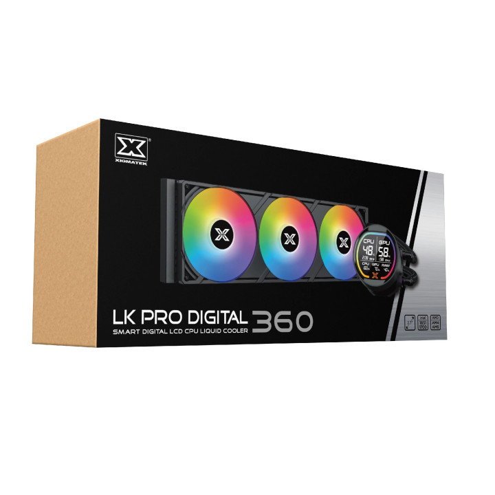 Водно охлаждане за процесор Xigmatek LK Pro 360 Digital, 360mm, 2.7" LCD дисплей, Меден блок, Addressable RGB - EN47404 - 10