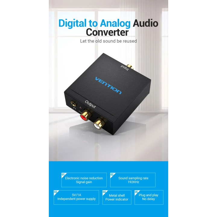 Аудио конвертор Vention BDFB0, Optical/Coaxial към RCA/3.5mm - BDFB0 - 12