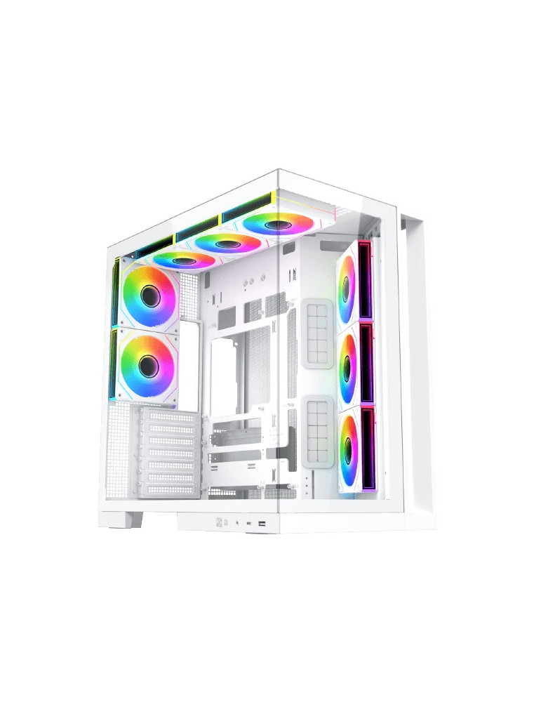 Кутия Xigmatek Aqua 7 Arctic, Middle Tower ATX, Бял, 8 ARGB вентилатора, USB-C, Tempered Glass - EN49033 - 1