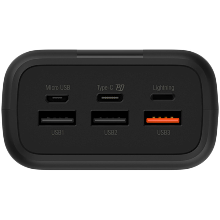 Външна батерия  Silicon Power QX55, 30000mAh, QC3.0 PD/Type-C*1, Micro-B*1, Type-A*1, Lightning*1, Black - SP30KMAPBKQX550K