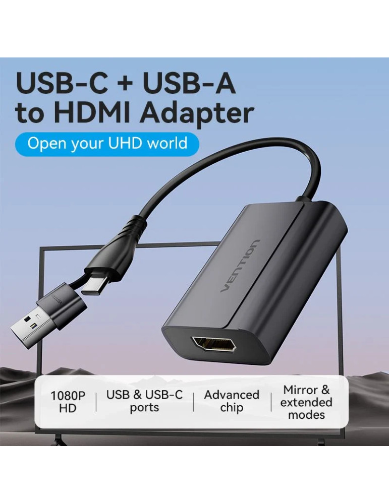 Преходник Vention, USB-C/A към HDMI, 1080p@60Hz - ACYHB - 2