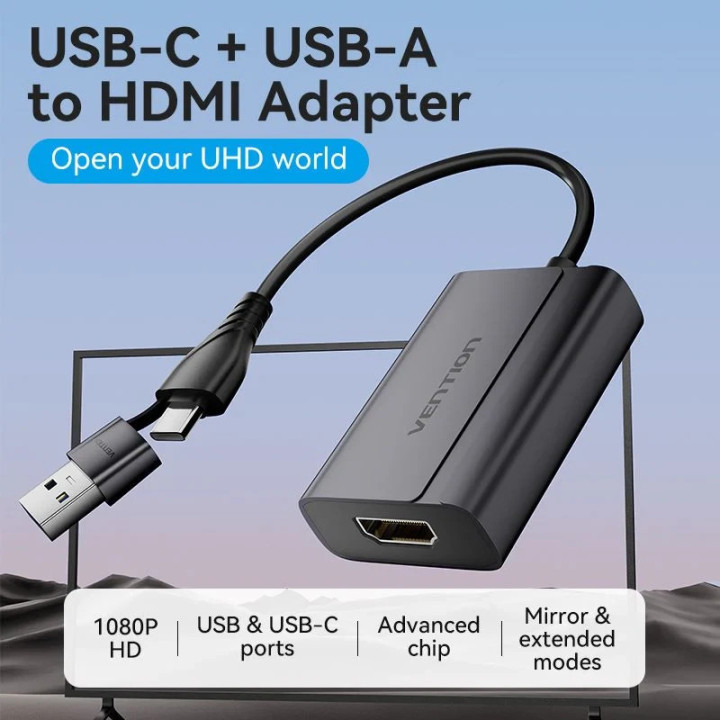 Преходник Vention, USB-C/A към HDMI, 1080p@60Hz - ACYHB - 2