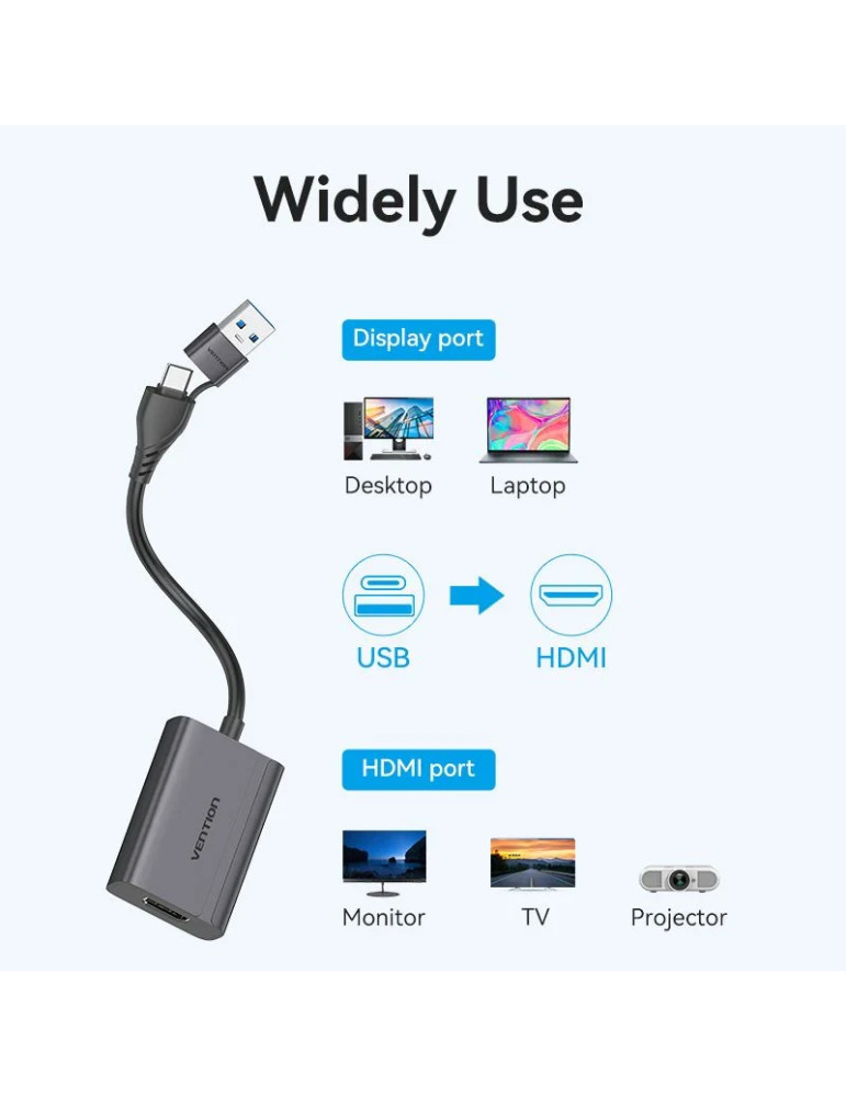 Преходник Vention, USB-C/A към HDMI, 1080p@60Hz - ACYHB - 10
