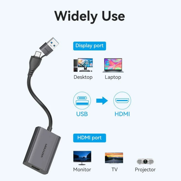 Преходник Vention, USB-C/A към HDMI, 1080p@60Hz - ACYHB - 10