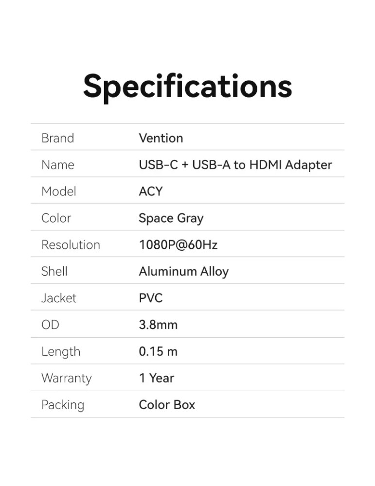 Преходник Vention, USB-C/A към HDMI, 1080p@60Hz - ACYHB - 13