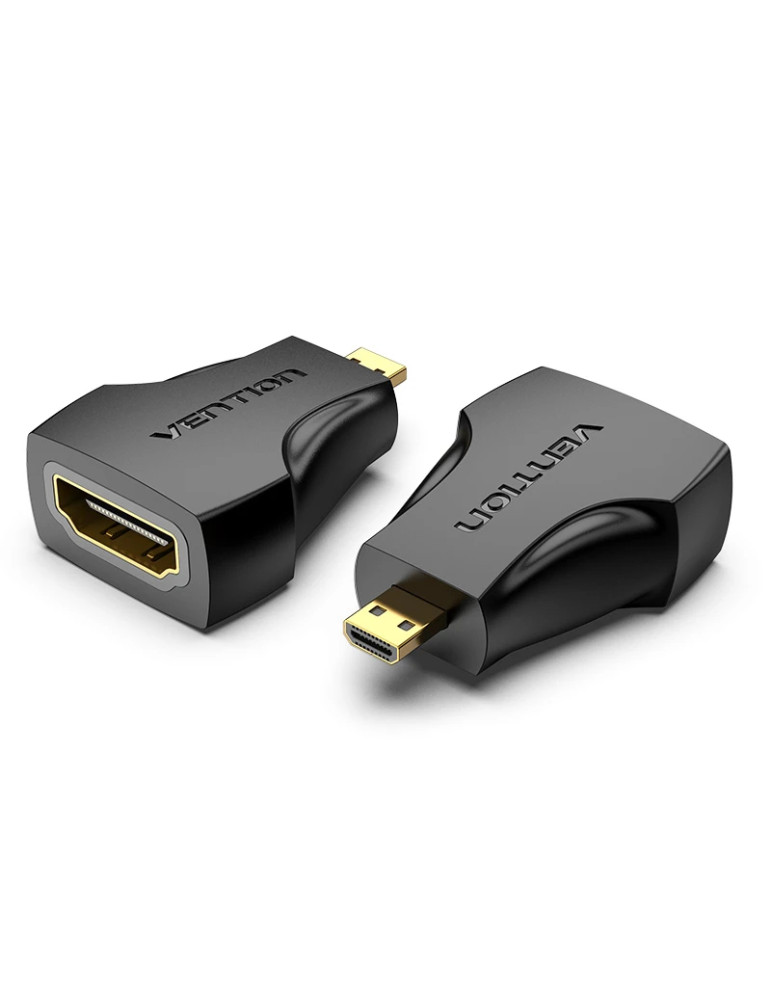 Преходник Vention Micro HDMI (type D) мъжски към HDMI женски, черен, екраниран, позлатени конектори, 4K 2160p @ 60Hz - AITB0 - 1