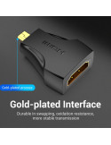 Преходник Vention Micro HDMI (type D) мъжски към HDMI женски, черен, екраниран, позлатени конектори, 4K 2160p @ 60Hz - AITB0 - 5