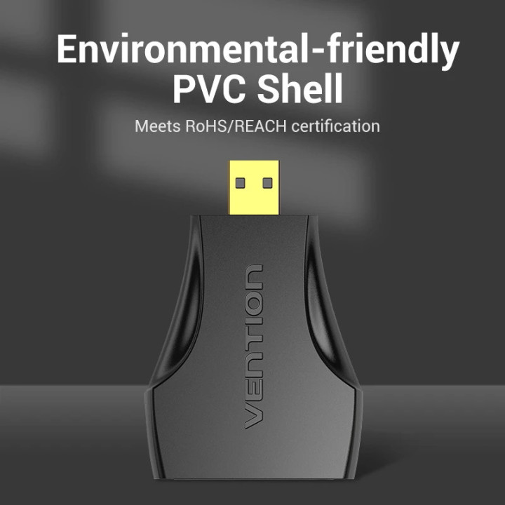Преходник Vention Micro HDMI (type D) мъжски към HDMI женски, черен, екраниран, позлатени конектори, 4K 2160p @ 60Hz - AITB0 - 7