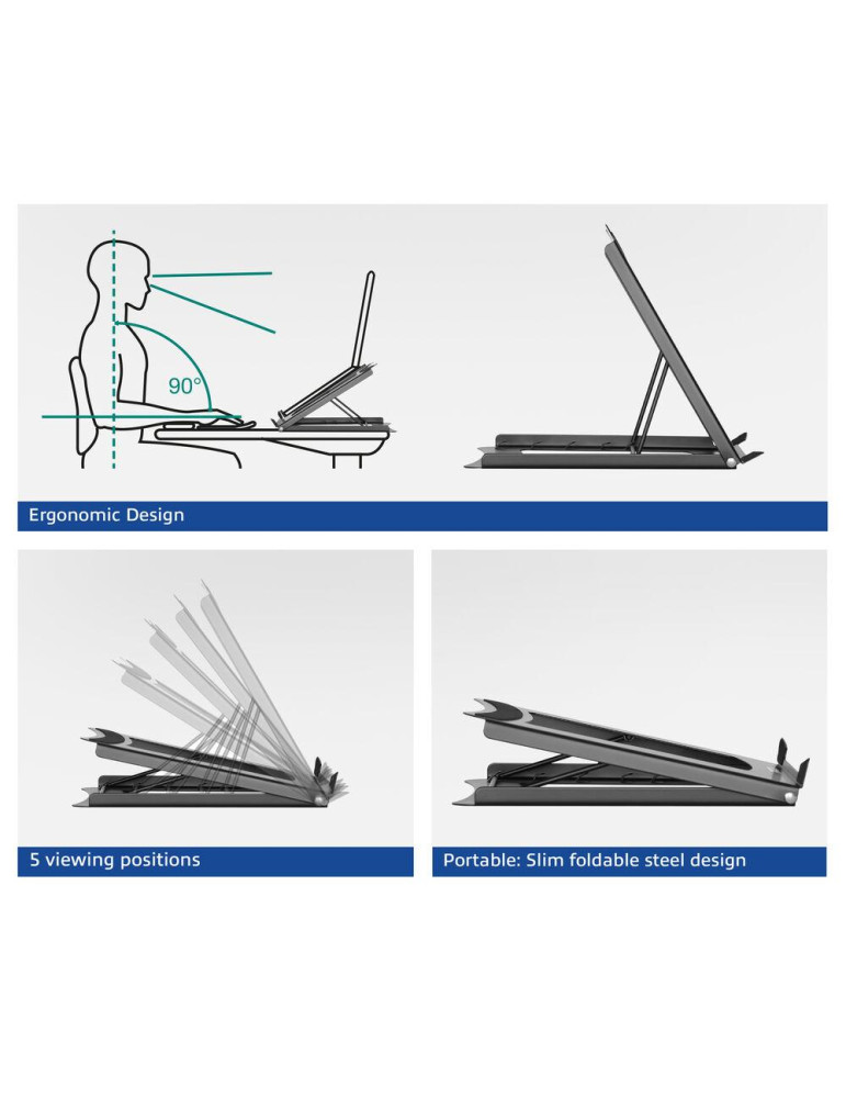 Сгъваема стойка за лаптоп ACT AC8145, 15.6", Черна - 3