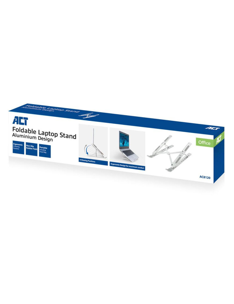 Алуминиева сгъваема стойка ACT AC8120, за лаптоп до 15.6" - 10