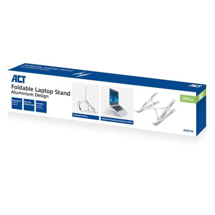 Алуминиева сгъваема стойка ACT AC8120, за лаптоп до 15.6" - 10