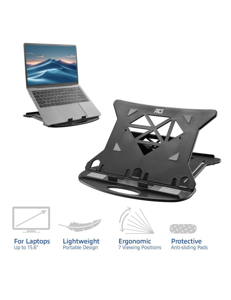 Стойка за лаптопи ACT AC8150, Алуминий и пластмаса, 7 позиции, 15.6", Черен - 3