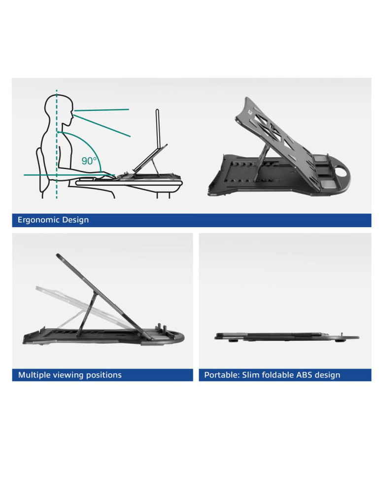 Стойка за лаптопи ACT AC8150, Алуминий и пластмаса, 7 позиции, 15.6", Черен - 4