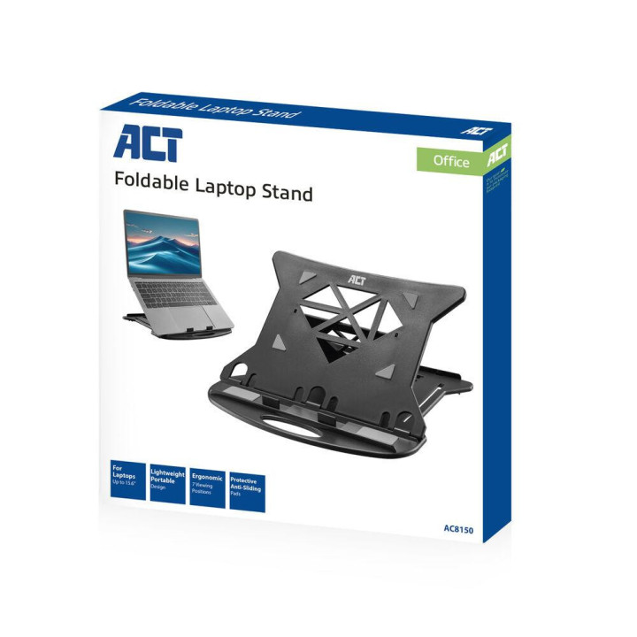Стойка за лаптопи ACT AC8150, Алуминий и пластмаса, 7 позиции, 15.6", Черен - 14