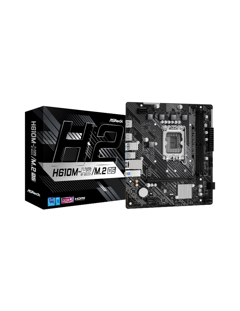 Дънна платка ASRock H610M-H2/M.2, Intel H610, DDR5, 2 DIMM Slots - 1