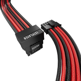 Модулен кабел 1stPlayer Custom Sleeved Modding Cable Black/Red, PCIe 5.0 12VHPWR M/M - FM2-B-BR