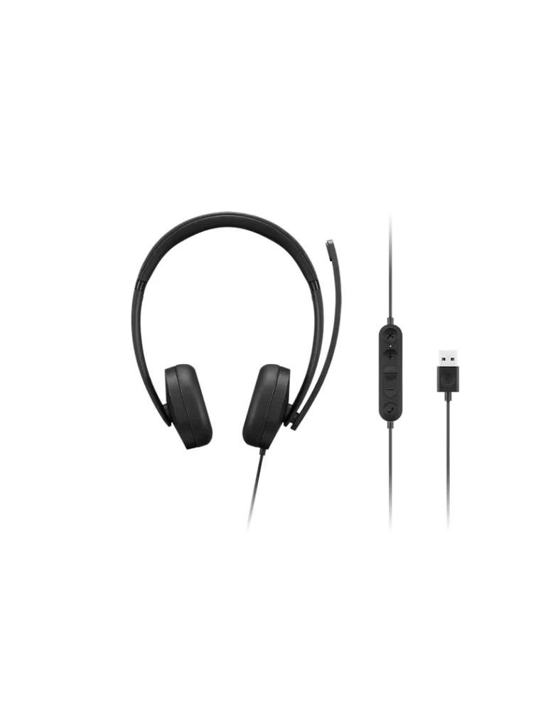 Слушалки Lenovo USB-A Wired Stereo Headset Gen 2, Over-Ear, Жичен, USB-A, Двустранен Boom микрофон, Шумопотискане - 4XD1P83425 -