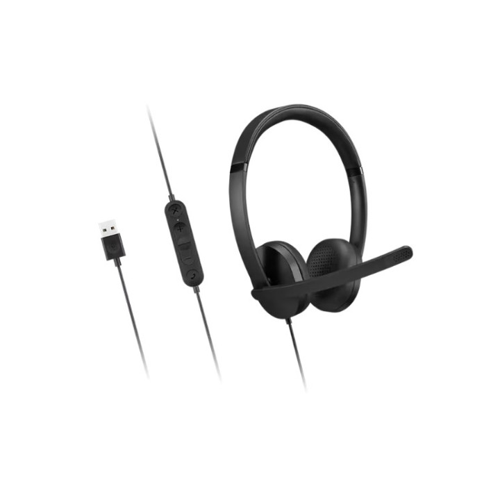 Слушалки Lenovo USB-A Wired Stereo Headset Gen 2, Over-Ear, Жичен, USB-A, Двустранен Boom микрофон, Шумопотискане - 4XD1P83425 -