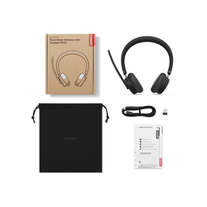 Безжична геймърска мишка Lenovo 6550, Bluetooth 5.3,  с активно шумопотискане ANC, USB-C - 4XD1S19777 - 1
