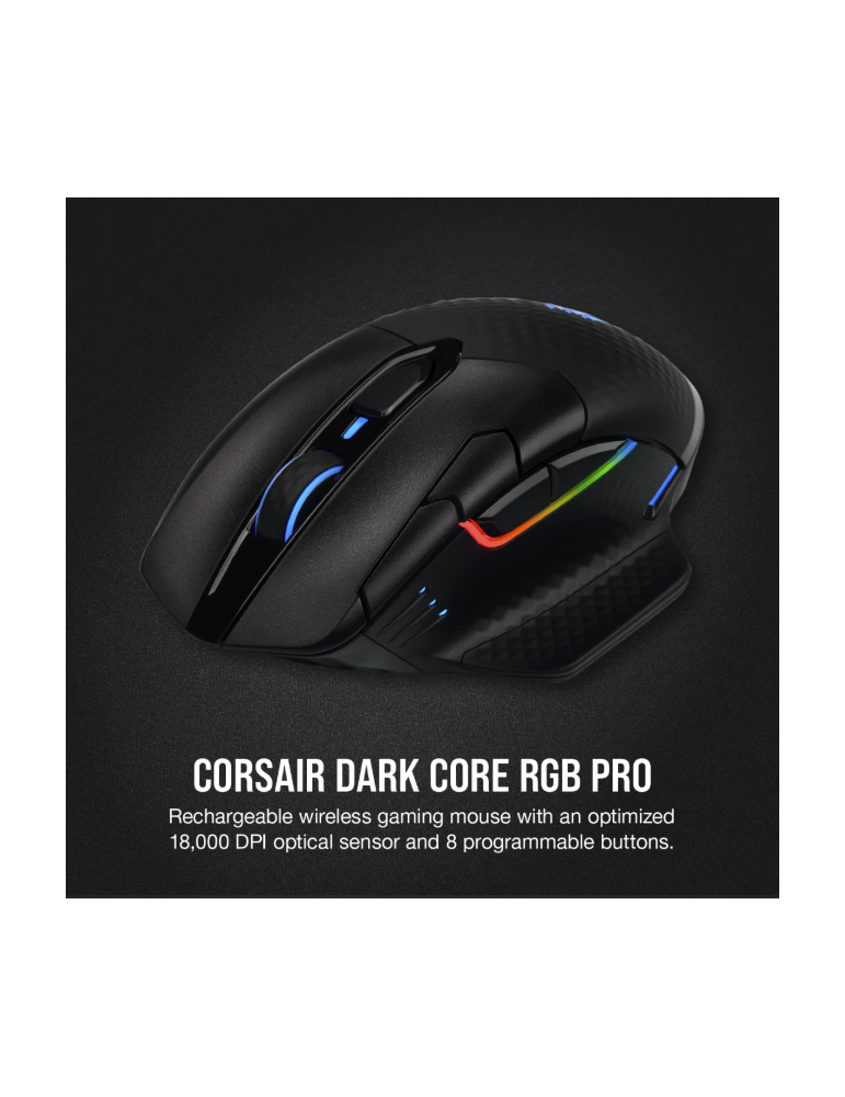 Bluetooth/Безжична геймърска мишка CORSAIR Dark Core RGB PRO, 18000 DPI, Оптичен сензор, RGB осветление - CH-9315011-EU - 4