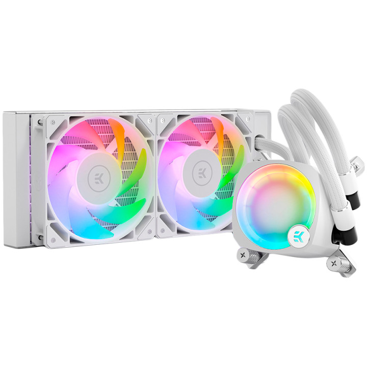 Водно охлаждане за процесор EKWB Nucleus AIO CR240 Lux, Бяло, 2x 120мм вентилатора, D-RGB, PWM Control - EKWB3831109897843 - 1
