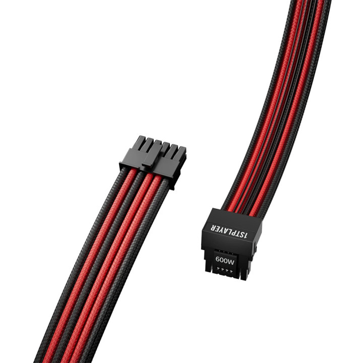 Модулен кабел 1stPlayer Custom Sleeved Modding Cable Black/Red, PCIe 5.0 12VHPWR M/M - FM2-B-BR