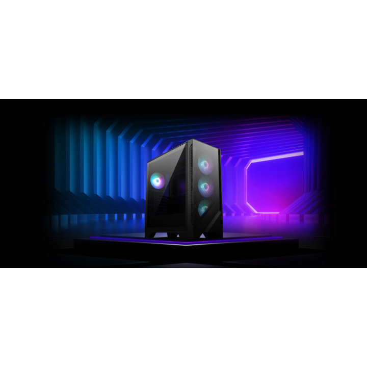 Кутия за компютър MSI MAG FORGE 320R AIRFLOW, Midi Tower, ATX/M-ATX/Mini-ITX, 4x 120mm ARGB вентилатори, Закалено стъкло - 306-7