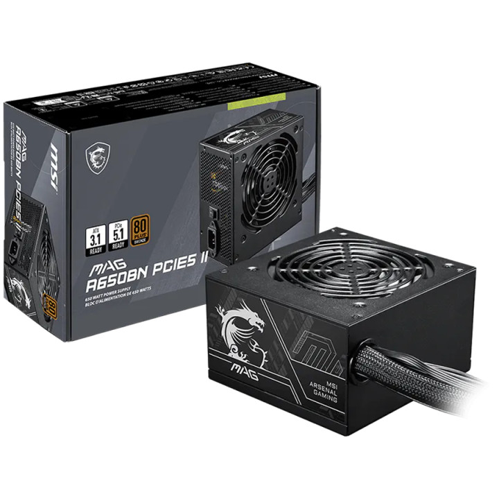 Захранване MSI MAG A650BN PCIE5 II, 650W, 80 Plus Bronze - 4711377364287 - 1