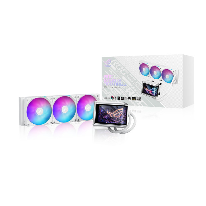 Водно охлаждане за процесор ASUS ROG Ryuo IV 360 ARGB White Edition, съвместимост AM4/AM5/1700/1851/115x, 3x120mm вентилатори, P