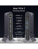 Докинг станция Acer Type-C Universal 15in1, 2x HDMI 4K@60Hz, 1x DisplayPort 8K@30Hz, 5x USB-A, 1x USB-C 100W, RJ45, SD/MicroSD, 