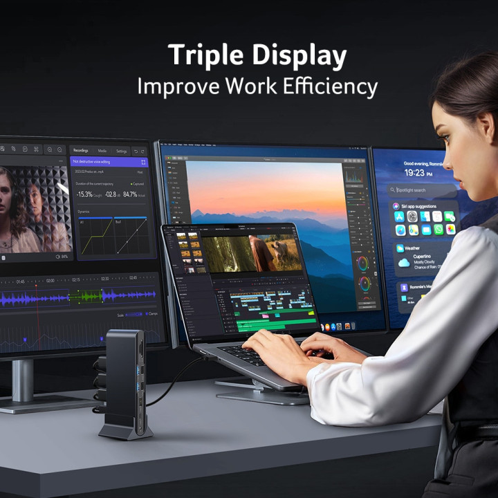 Докинг станция Acer Type-C Universal 15in1, 2x HDMI 4K@60Hz, 1x DisplayPort 8K@30Hz, 5x USB-A, 1x USB-C 100W, RJ45, SD/MicroSD, 