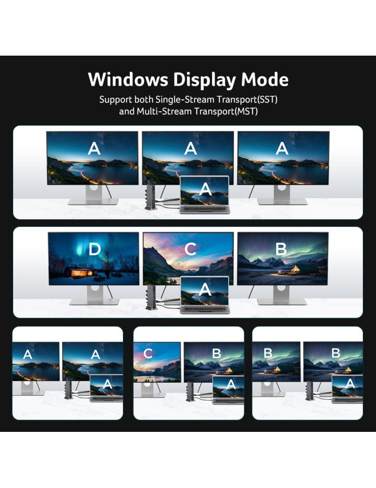 Докинг станция Acer Type-C Universal 15in1, 2x HDMI 4K@60Hz, 1x DisplayPort 8K@30Hz, 5x USB-A, 1x USB-C 100W, RJ45, SD/MicroSD, 