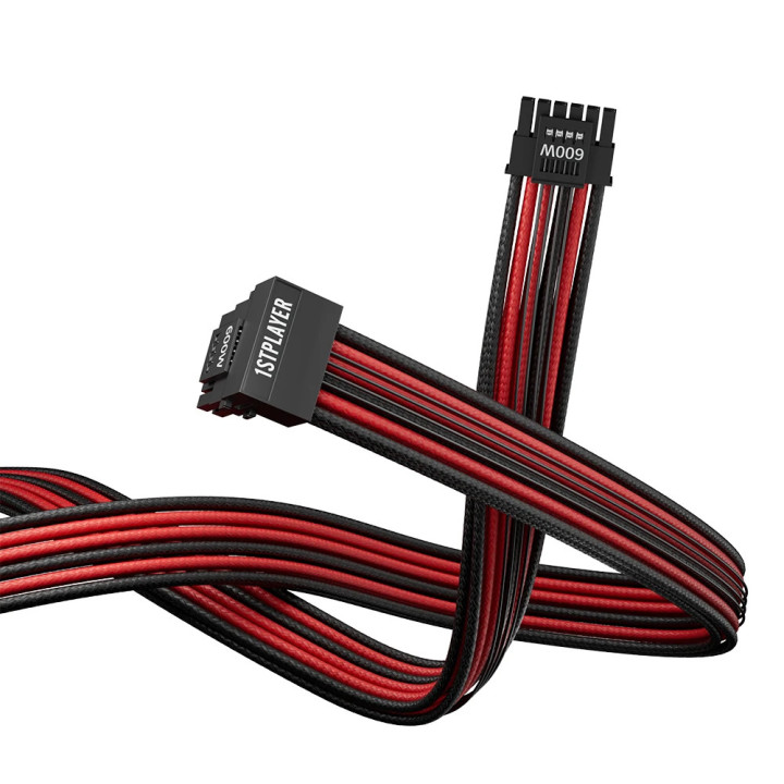 Модулен кабел 1stPlayer Custom Sleeved Modding Cable Black/Red, PCIe 5.0 12VHPWR M/M - FM2-B-BR
