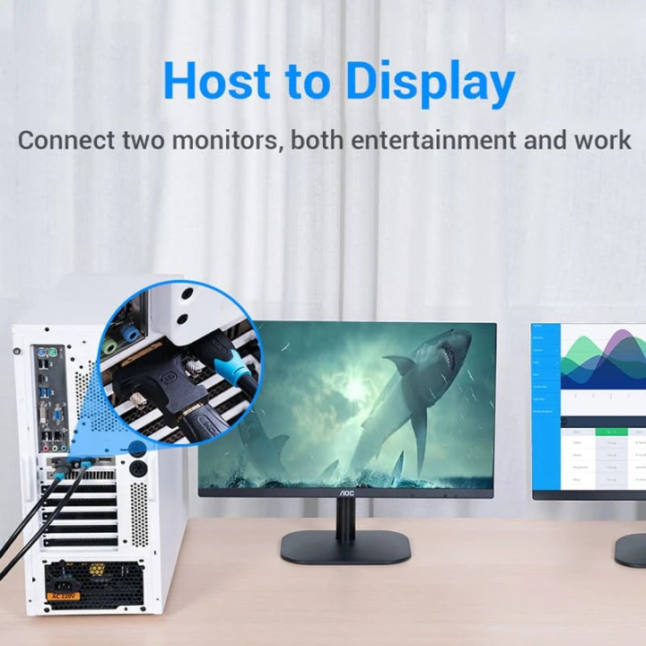 Преходник Vention, DVI 24+1 Мъжки към HDMI Женски, Позлатени конектори, 1080p @ 60Hz - AILB0 - 6