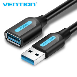 Кабел Vention USB 3.0 Type A, 0.5m, Екраниран, 5Gb/s, Черен - CBHBD - 1