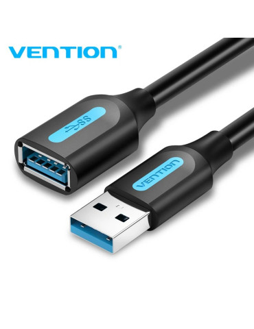 Кабел Vention USB 3.0 Type A, 0.5m, Екраниран, 5Gb/s, Черен - CBHBD - 1