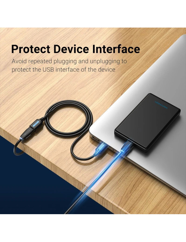 Кабел Vention USB 3.0 Type A, 0.5m, Екраниран, 5Gb/s, Черен - CBHBD - 9